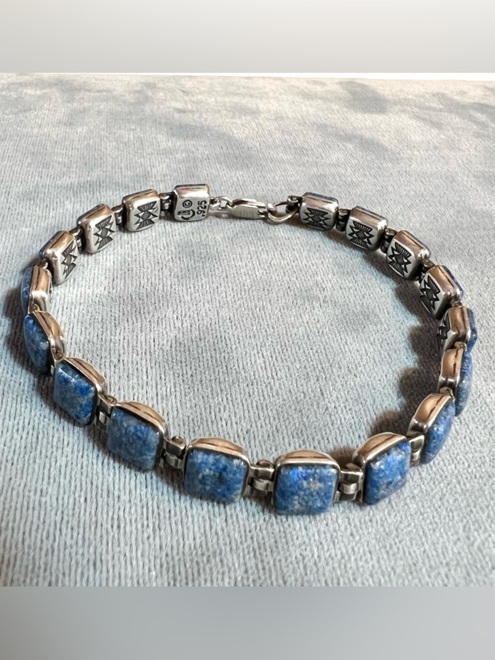 Carolyn Pollack 925 reversible Sterling Silver and Denim Lapis gemstone bracelet